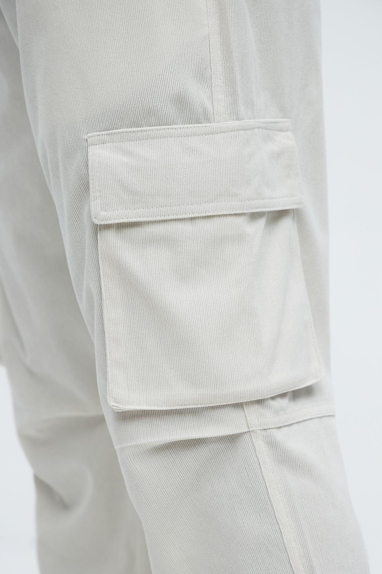Bedford Corduroy Slim Cargo Pants - Off White Product Image