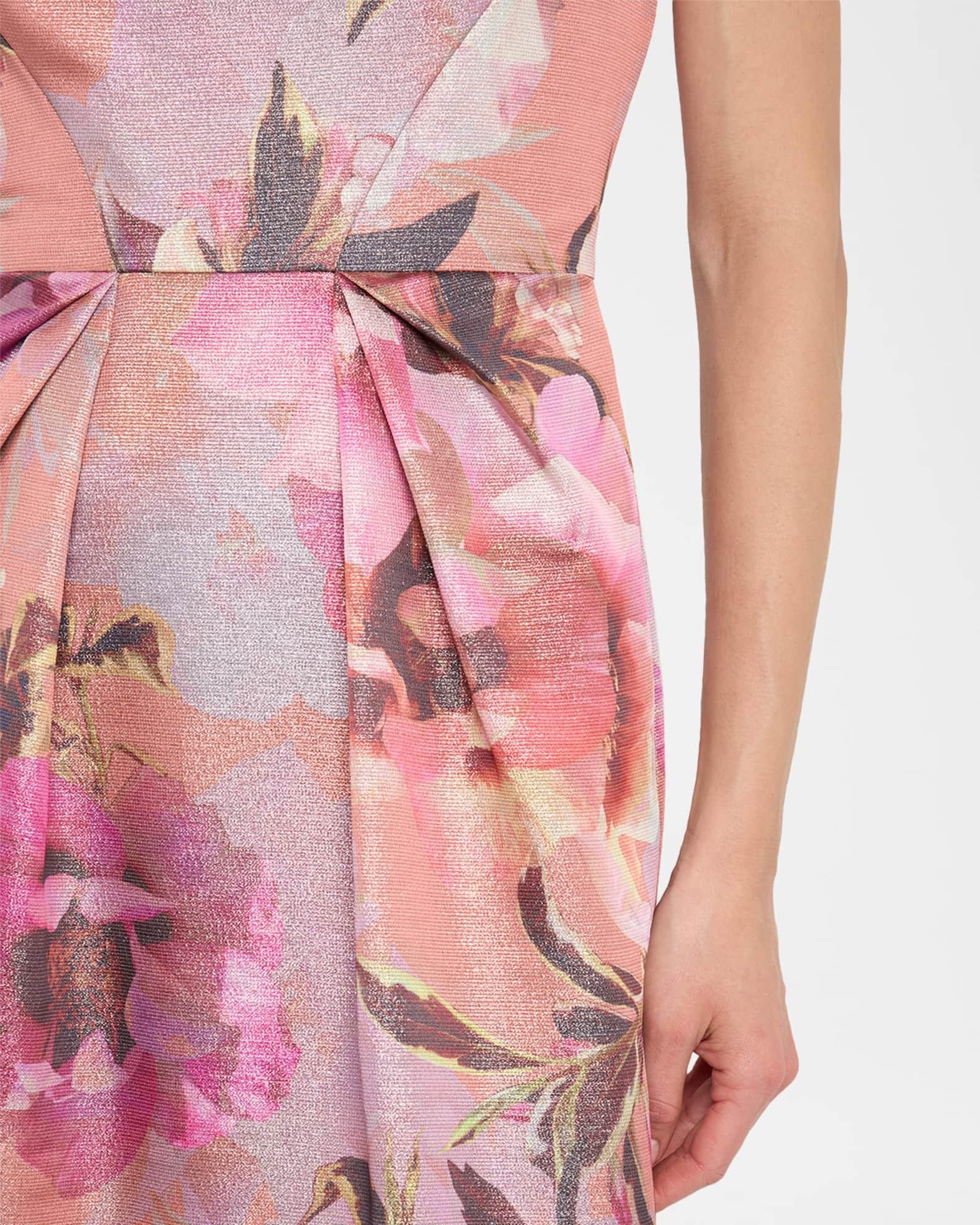 Strapless Floral-Print Shimmer Gown Product Image