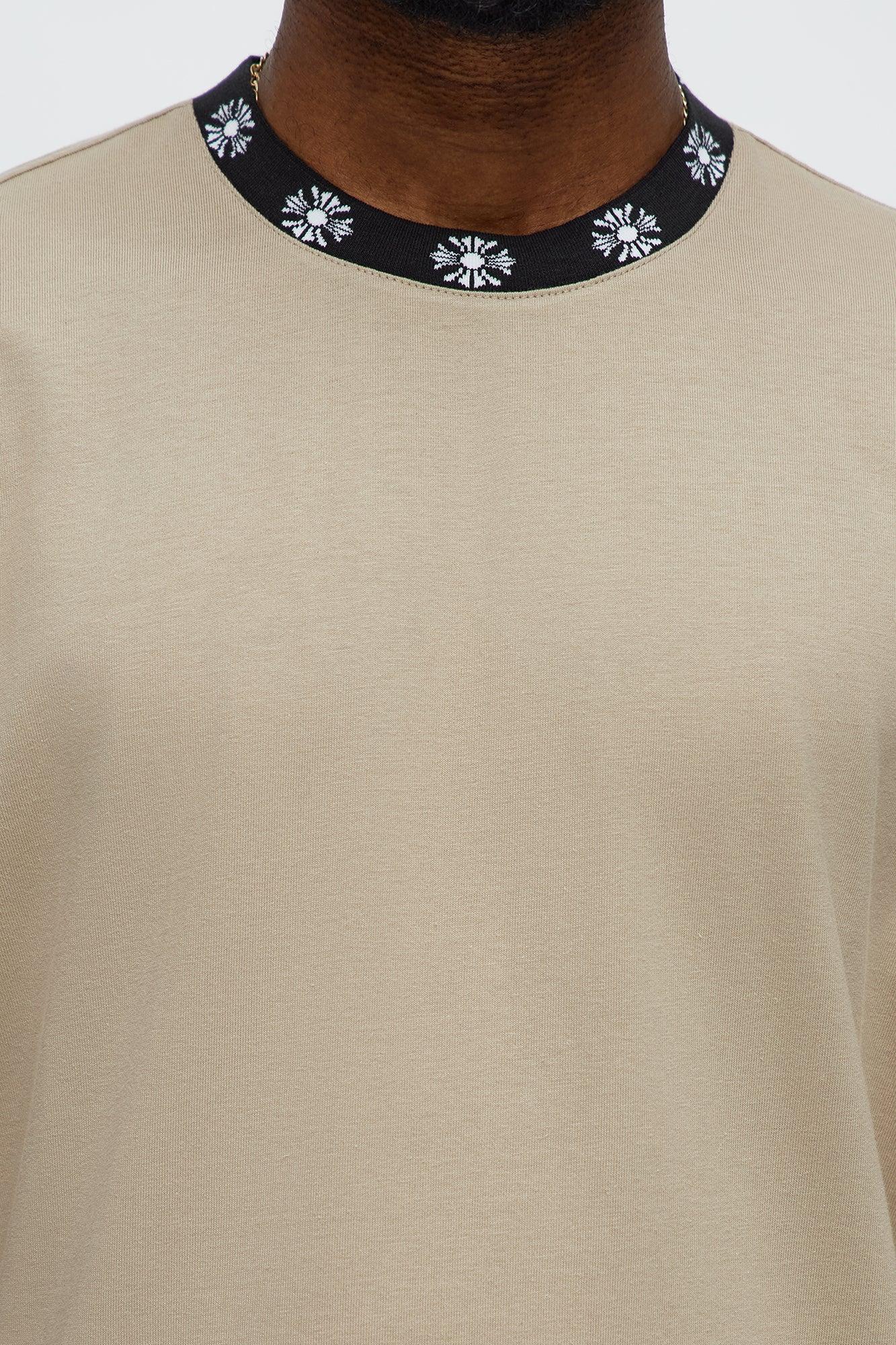 Short Sleeve Cross Collar Graphic - Stone Male Product Image