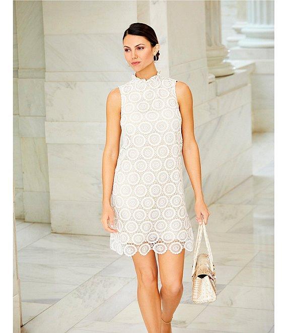 Preston & York Rita Lace Mock Neckline Tie Back Dress Product Image