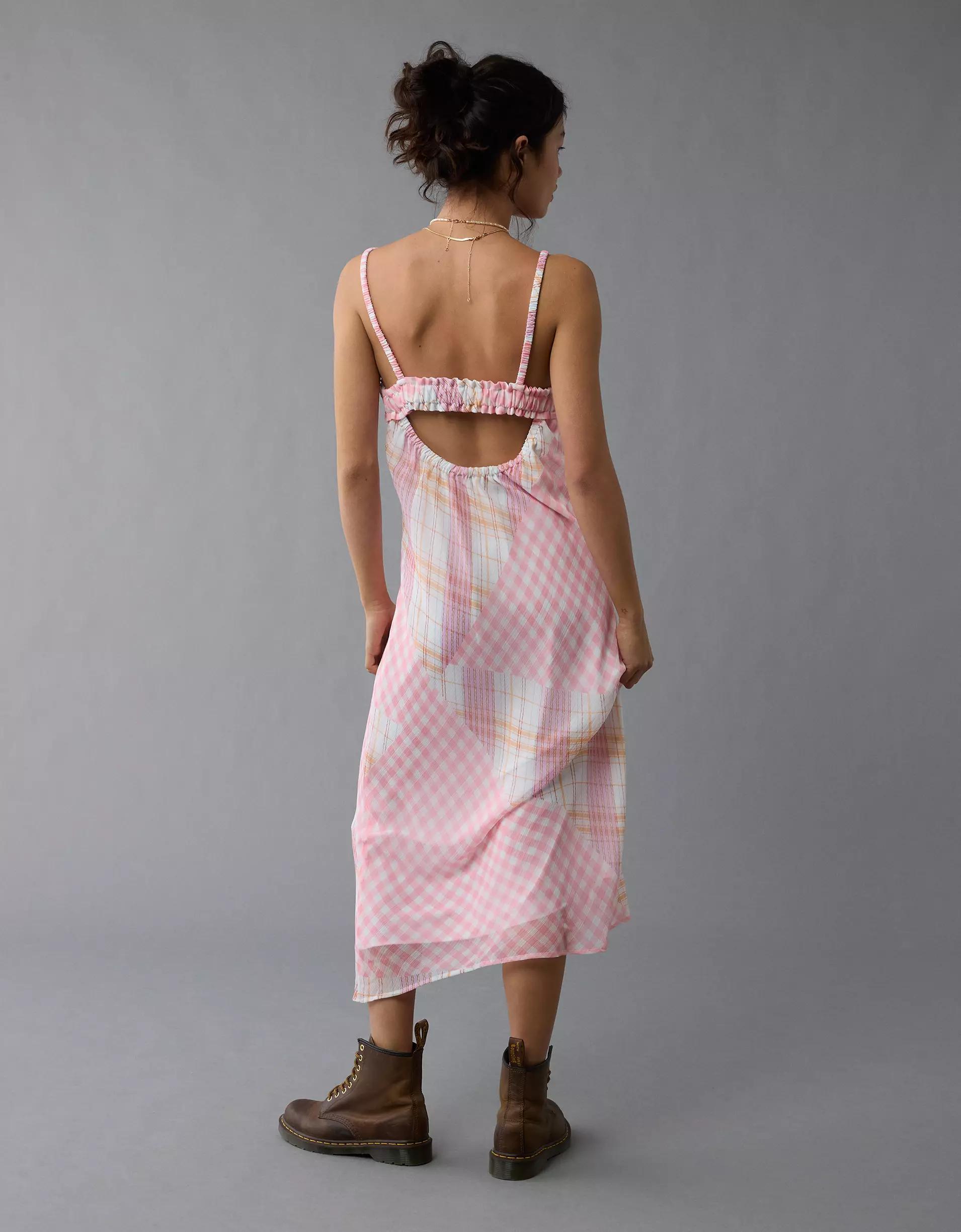 AE V-Neck Ruffle Midi Slip Dress Product Image