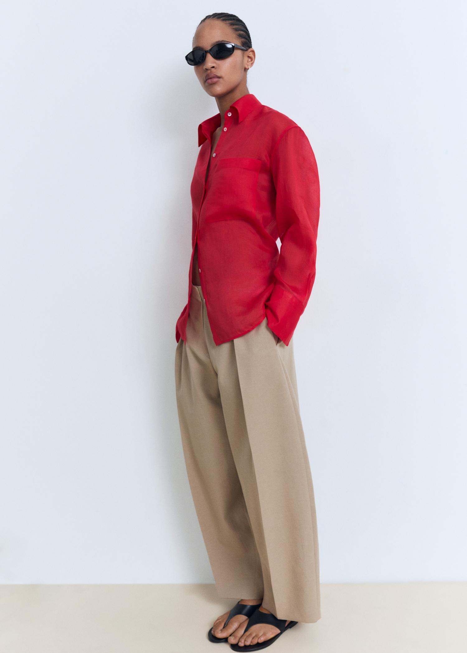 Linen-blend balloon pants - Women | MANGO USA Product Image