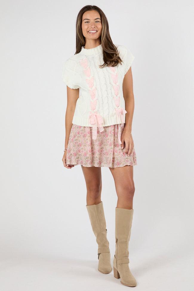 Brunch and Beyond Pink Multi Pleated Belted Floral Skort DOORBUSTER Product Image