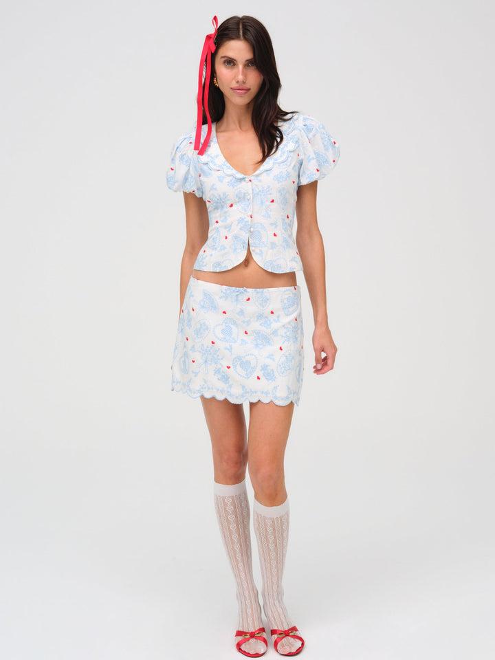 Livia Linen Mini Skirt — White Product Image