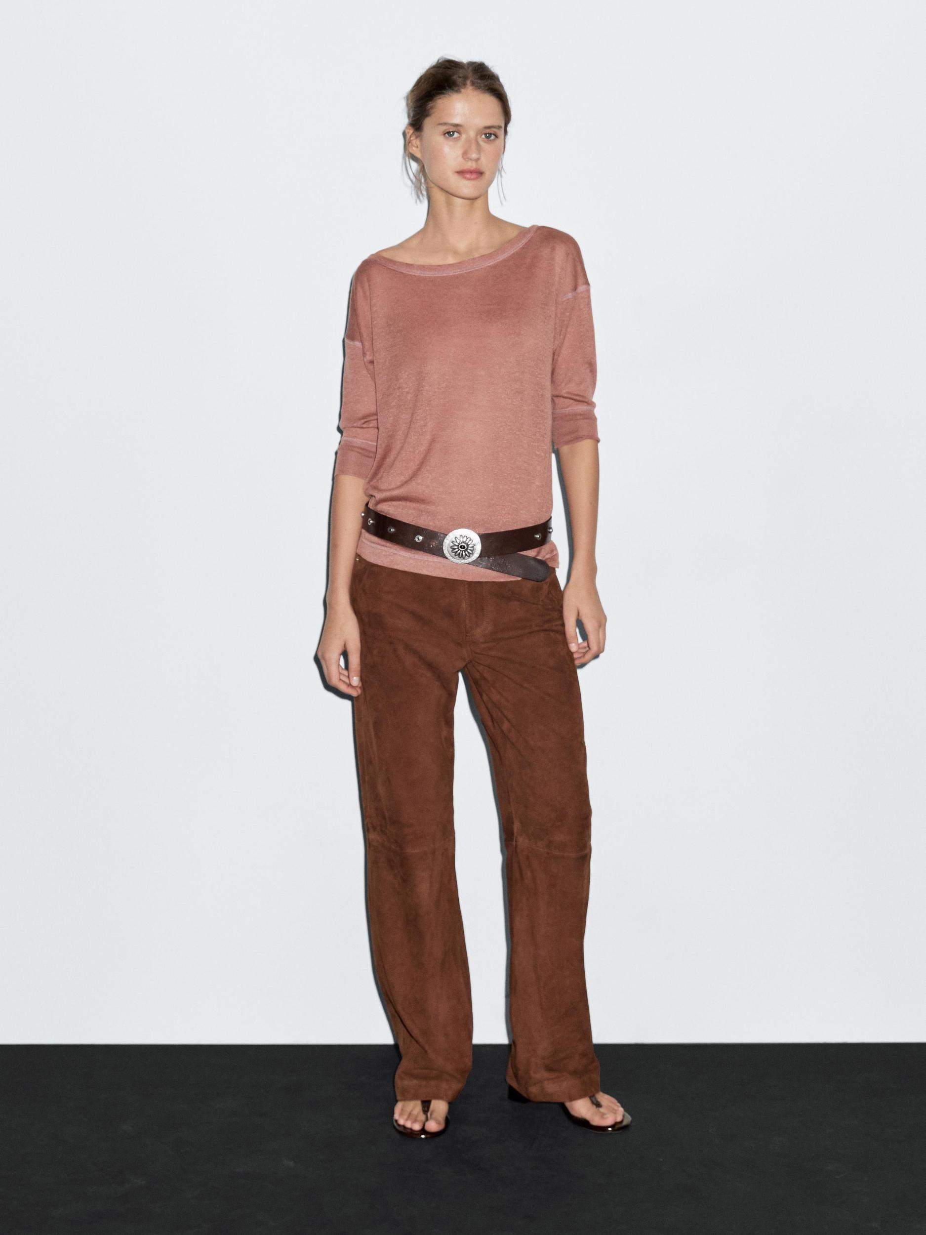 Suede leather trousers Product Image