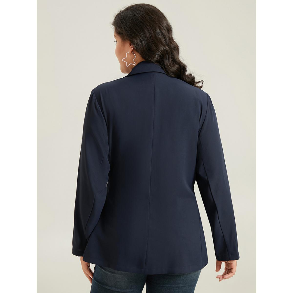 Plus Size Suit Collar Knot Pocket Blazer Indigo Women Dailywear Plain Plain Sleeve Long Sleeve Suit Collar 22-24/3X Pocket Casual Blazers BloomChic Product Image