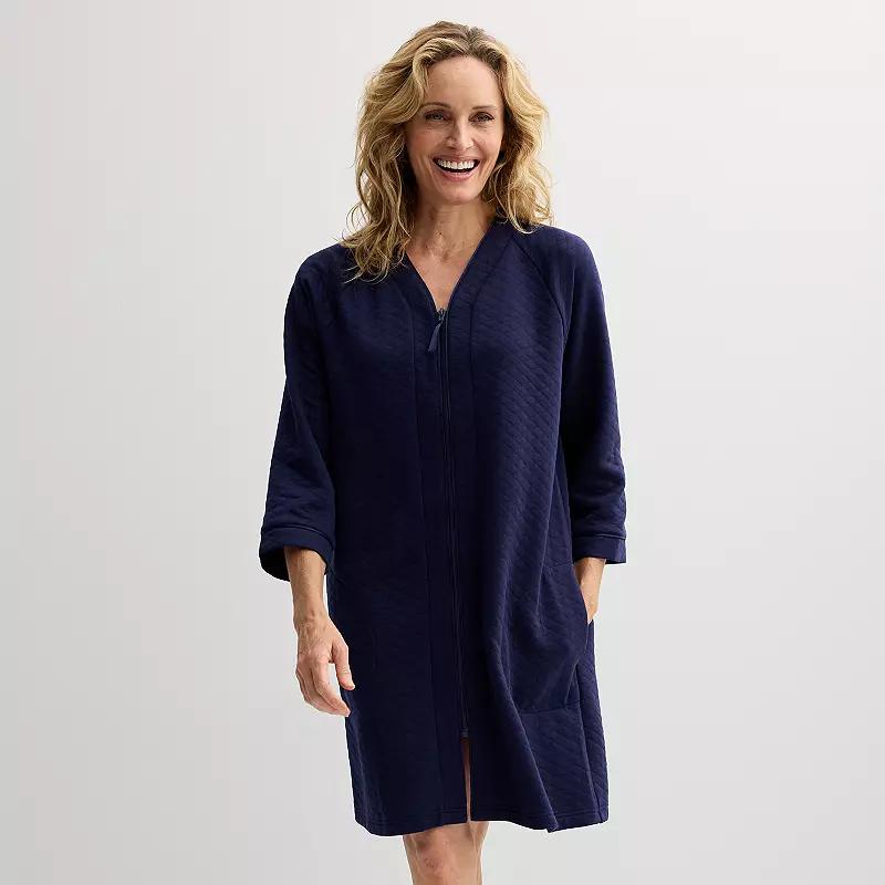 Women's Croft & Barrow® Quilted Zip Short Robe, Size: XL, Blue Rae Product Image
