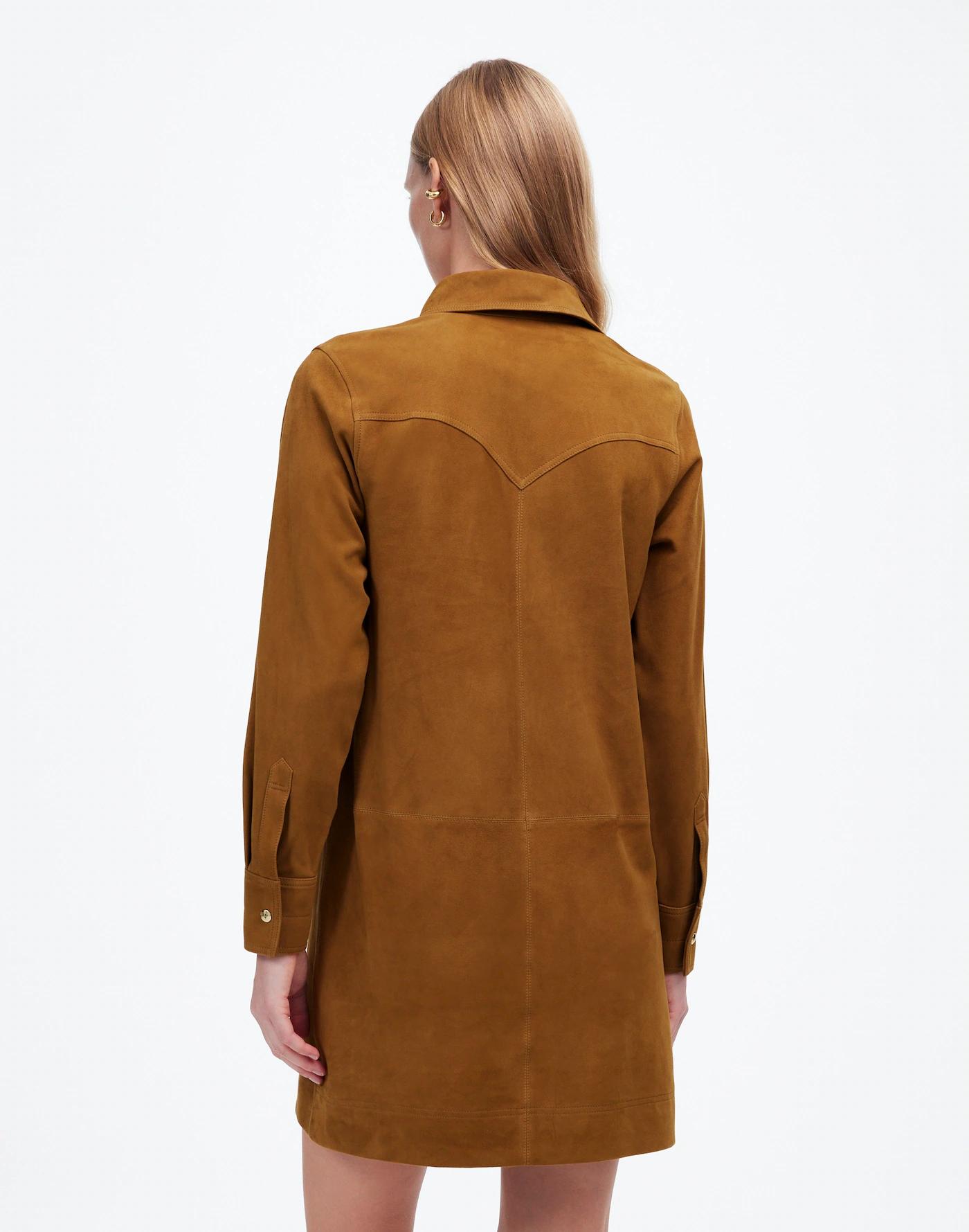 Button-Up Mini Shirtdress in Suede Product Image