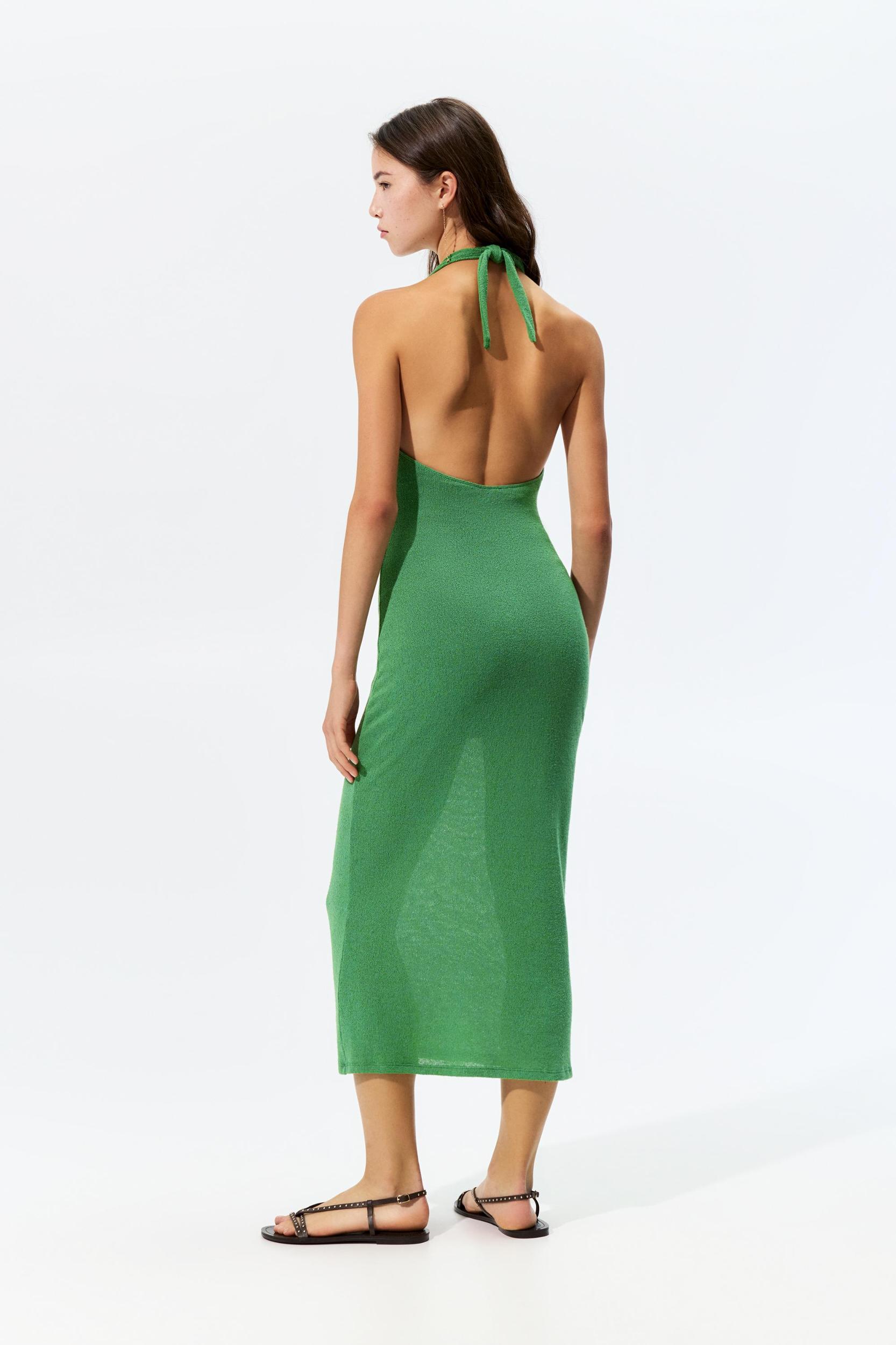 Knit racer-neck midi dress Product Image