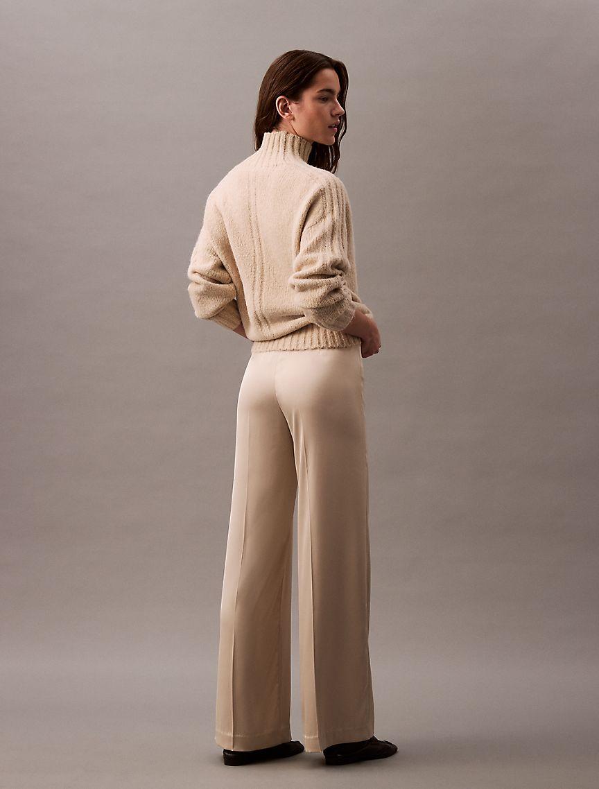 Satin Stretch Wide Leg Pants Product Image