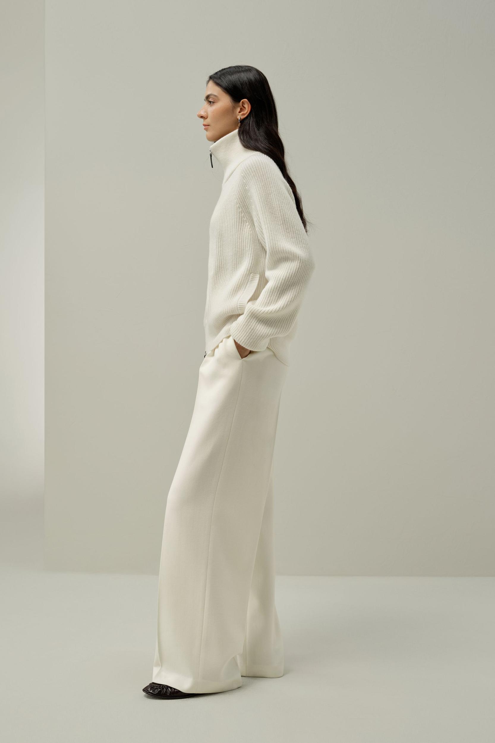 Ribbed-knit Turtleneck Zip Cardigan Product Image