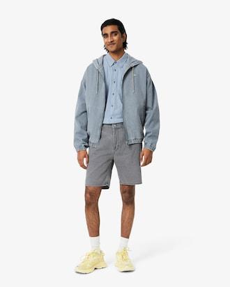 Washed Effect Dyed Denim Bermuda Shorts Product Image