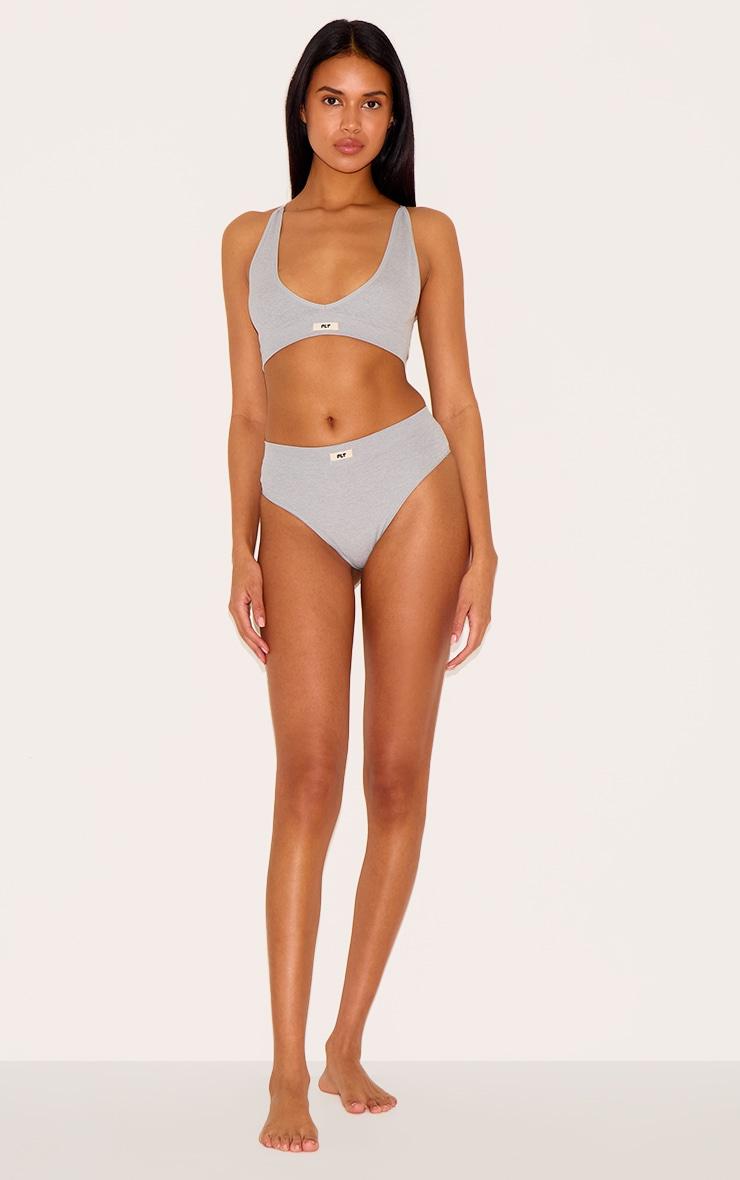 PRETTYLITTLETHING Grey Ribbed Seamless Panties Product Image