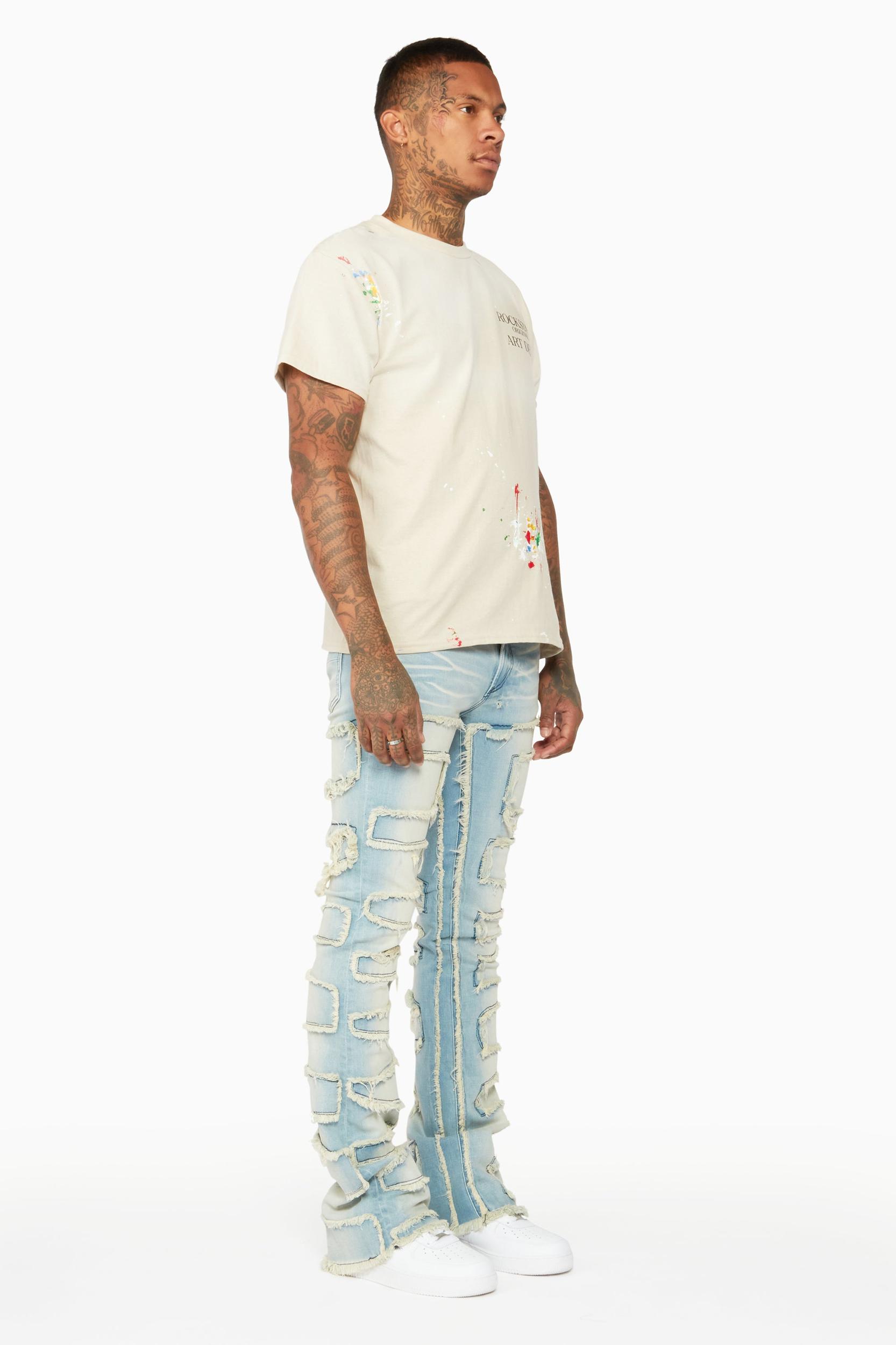 Shake Light Blue Stacked Flare Jean Male Product Image