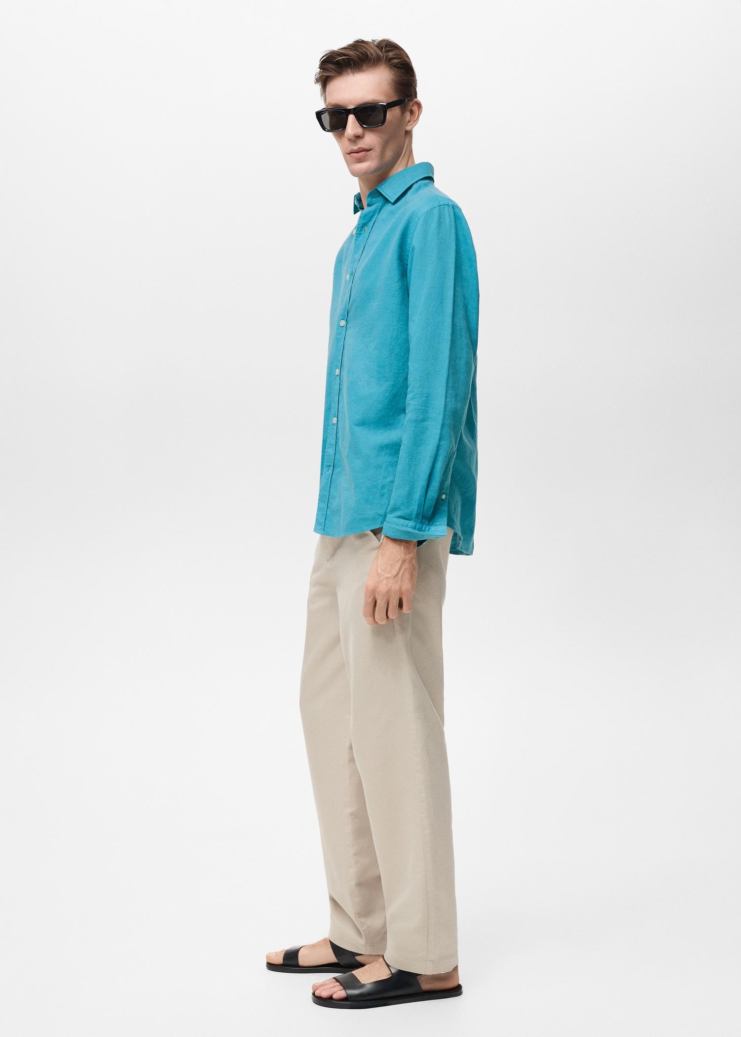 Linen-blend shirt - Men | MANGO USA Product Image