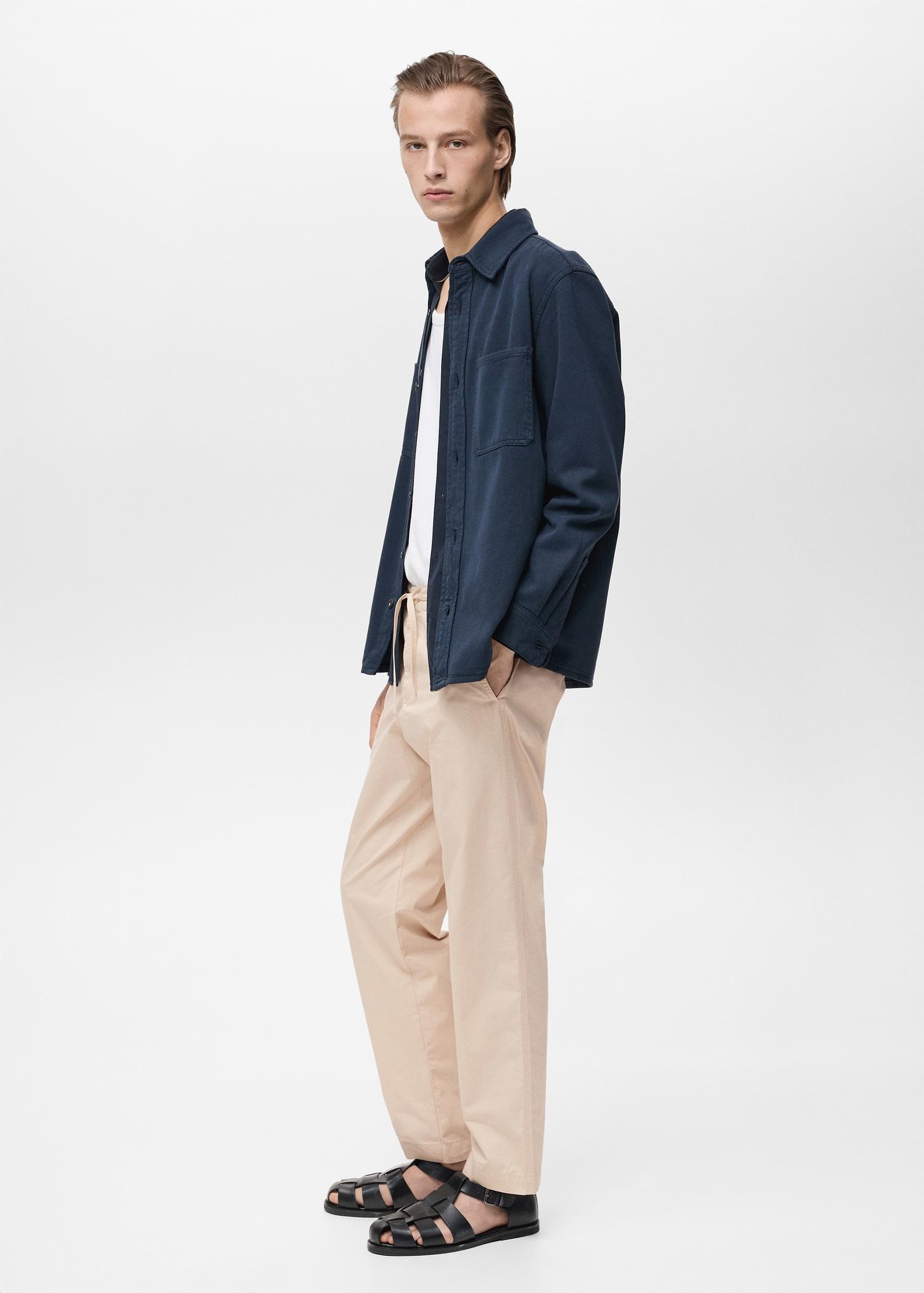 Poplin cotton pants - Men | MANGO USA Product Image