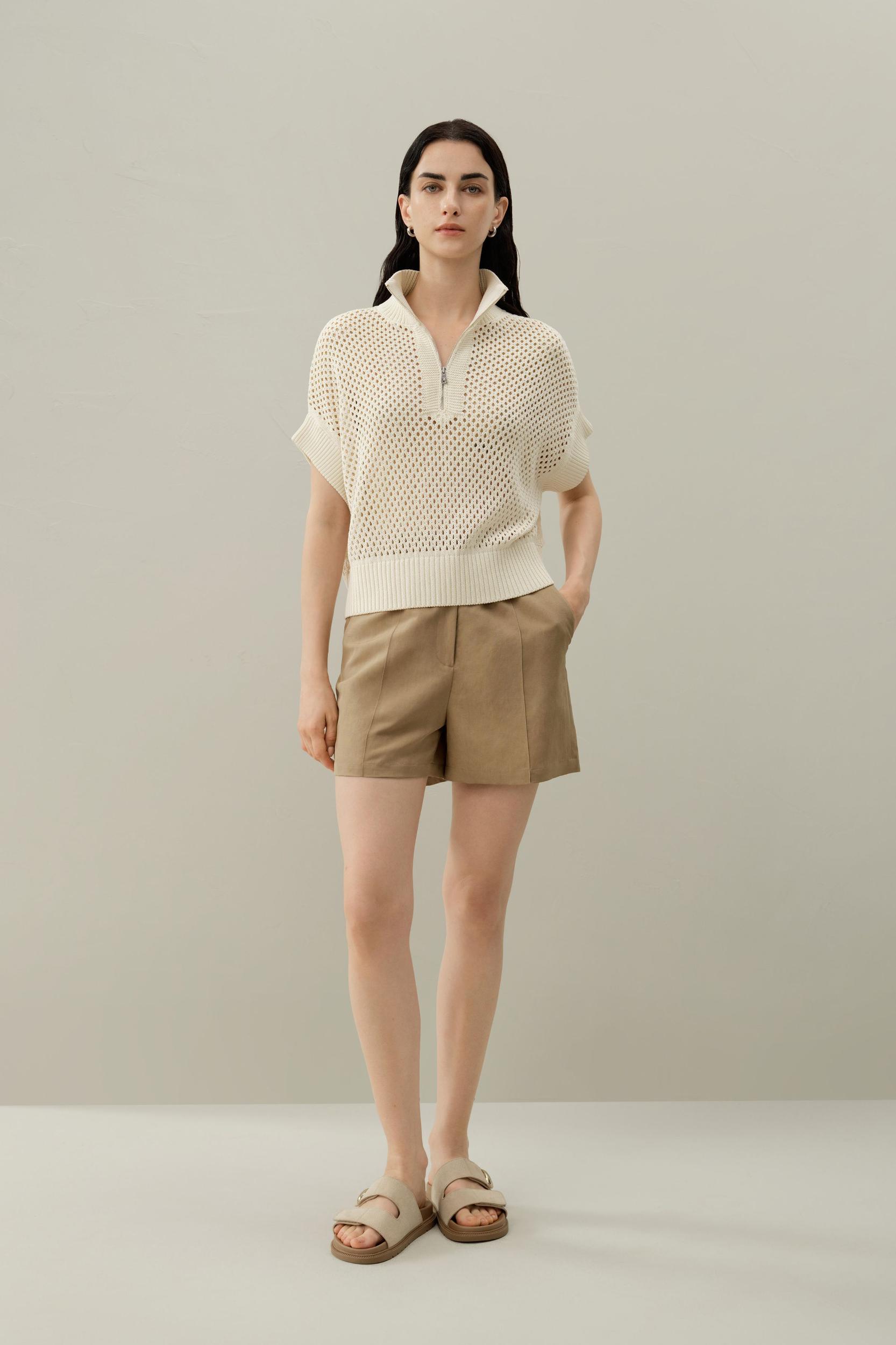 Toscana Pointelle Knit Half-Zip Sweater Product Image