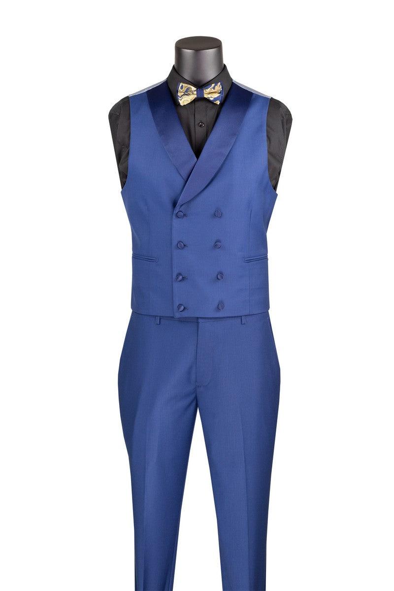 Navy Gold Modern Fit 3 Piece Suit with Matching Bow Tie Product Image