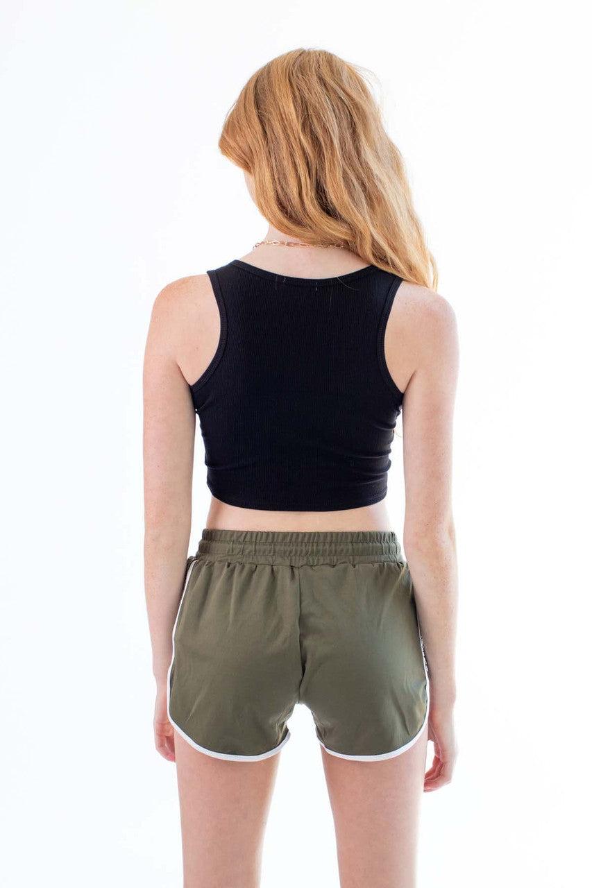 Olive Mesh Side Dolphin Shorts Product Image