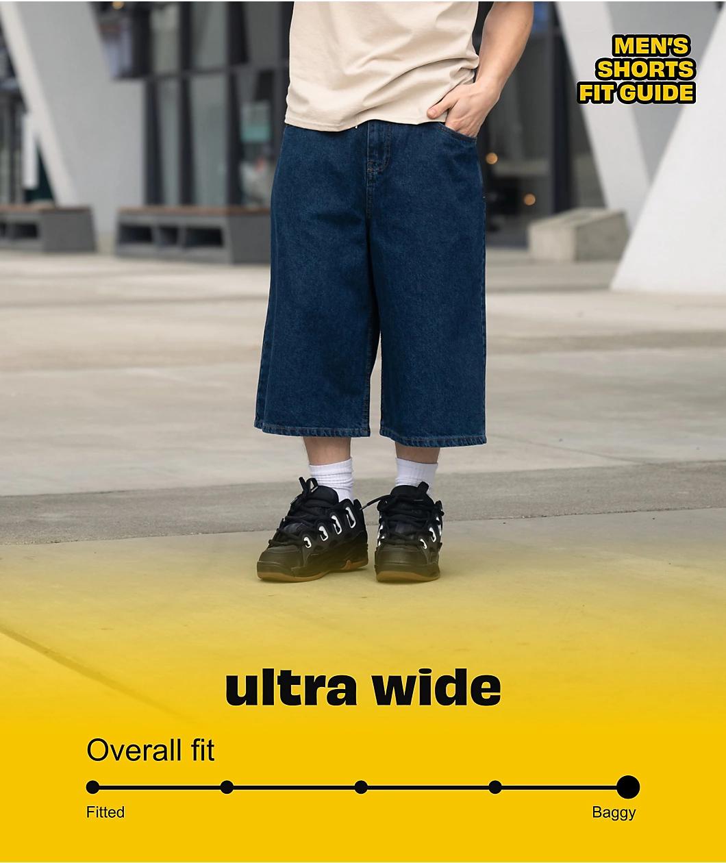 Empyre Ultra Wide Dark Blue Skate Jean Shorts Product Image