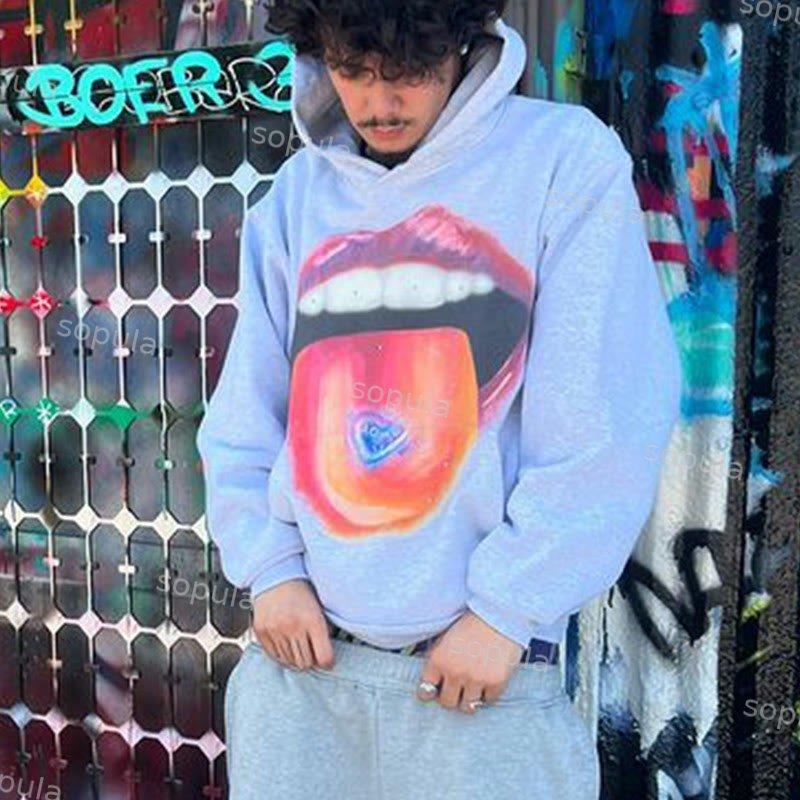 Sopula Street Mouth Graphic Cotton Pocket Hoodie Product Image