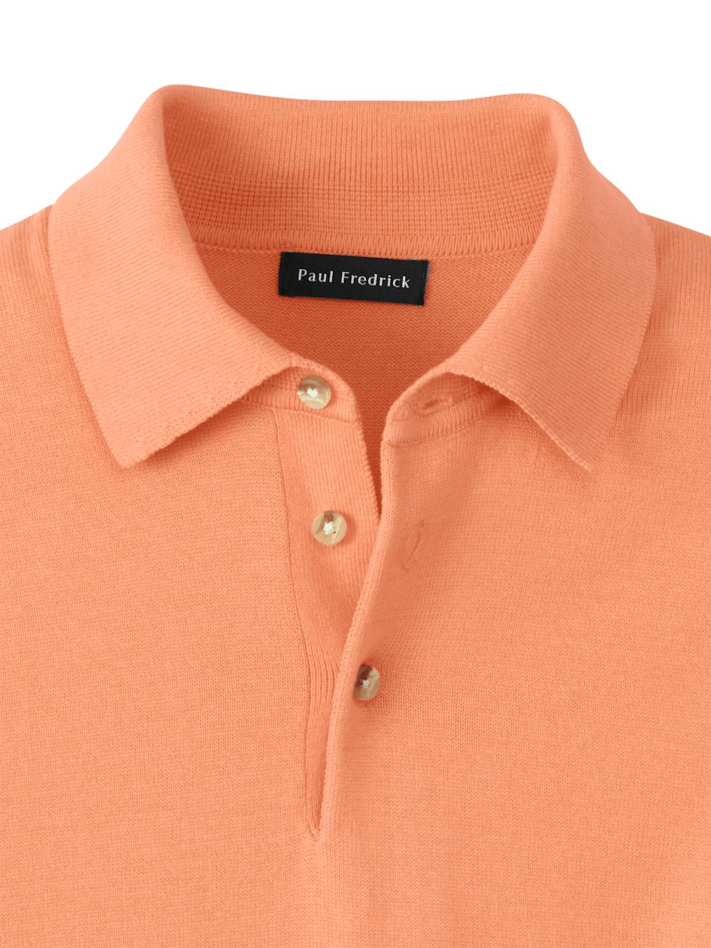 Supima Cotton Three Button Polo - Coral Product Image