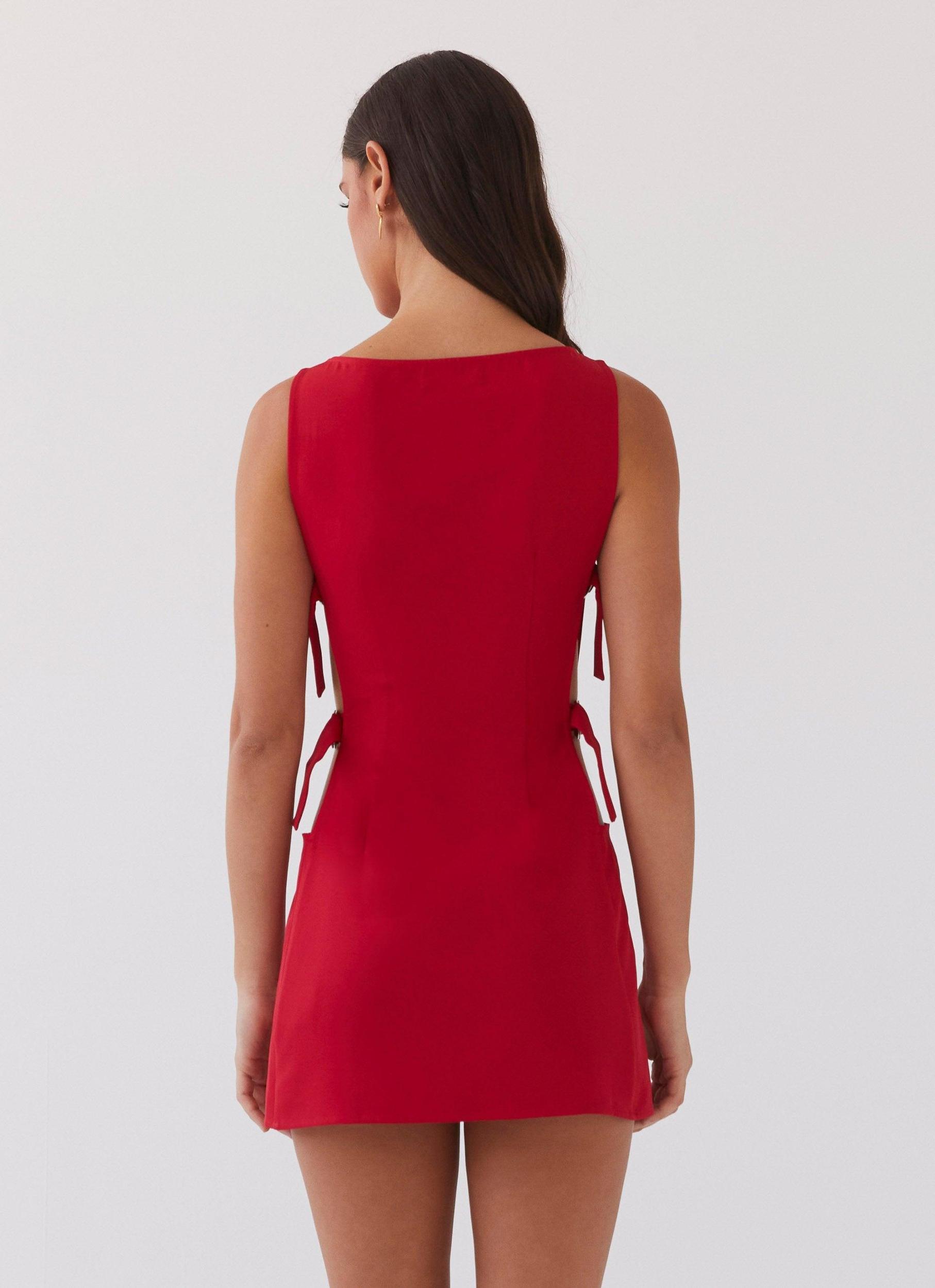 Cherish You Buckle Mini Dress - Red Product Image