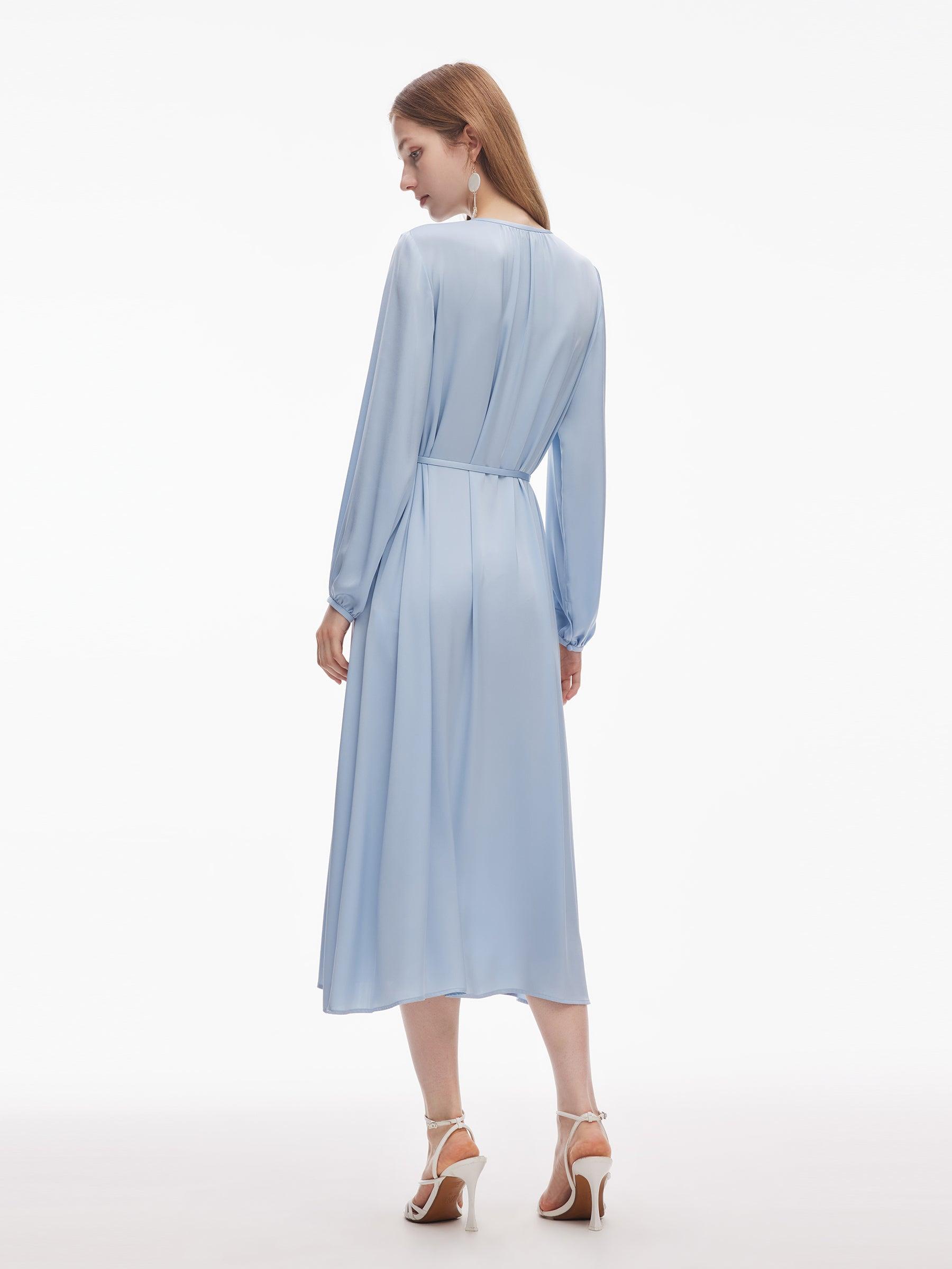 22MM Mulberry Silk Women Belted Maxi Dress Product Image