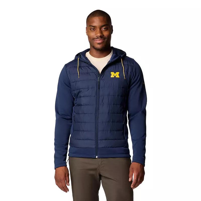 Men's Columbia Navy Michigan Wolverines Out-Shield Hybrid Full-Zip Hoodie Jacket,  Product Image