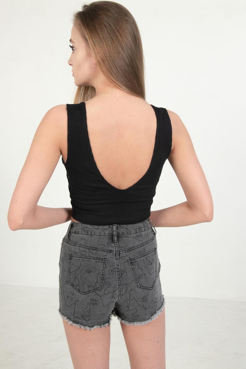 Face Denim Shorts Product Image