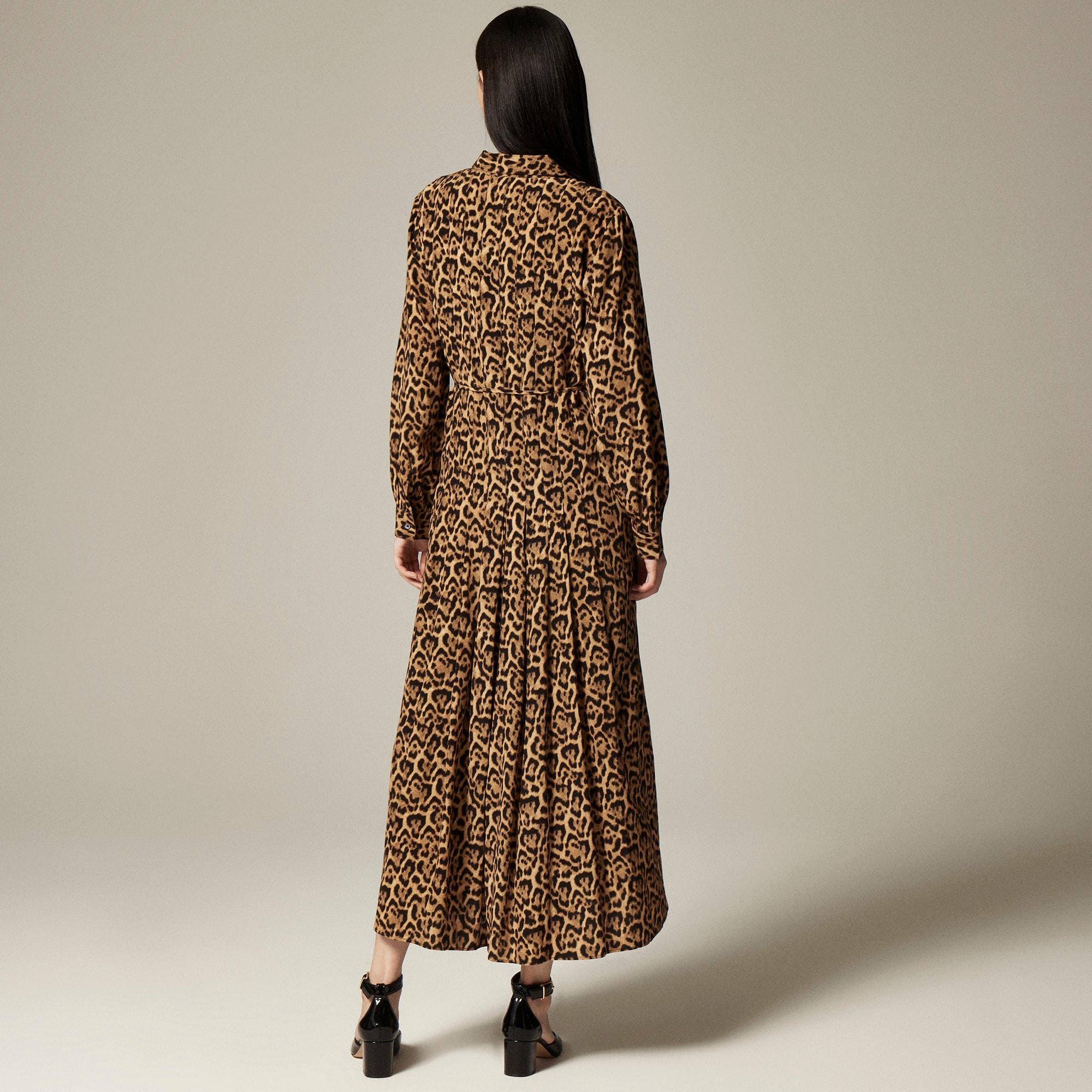 Drapey pleated shirtdress in leopard print Product Image