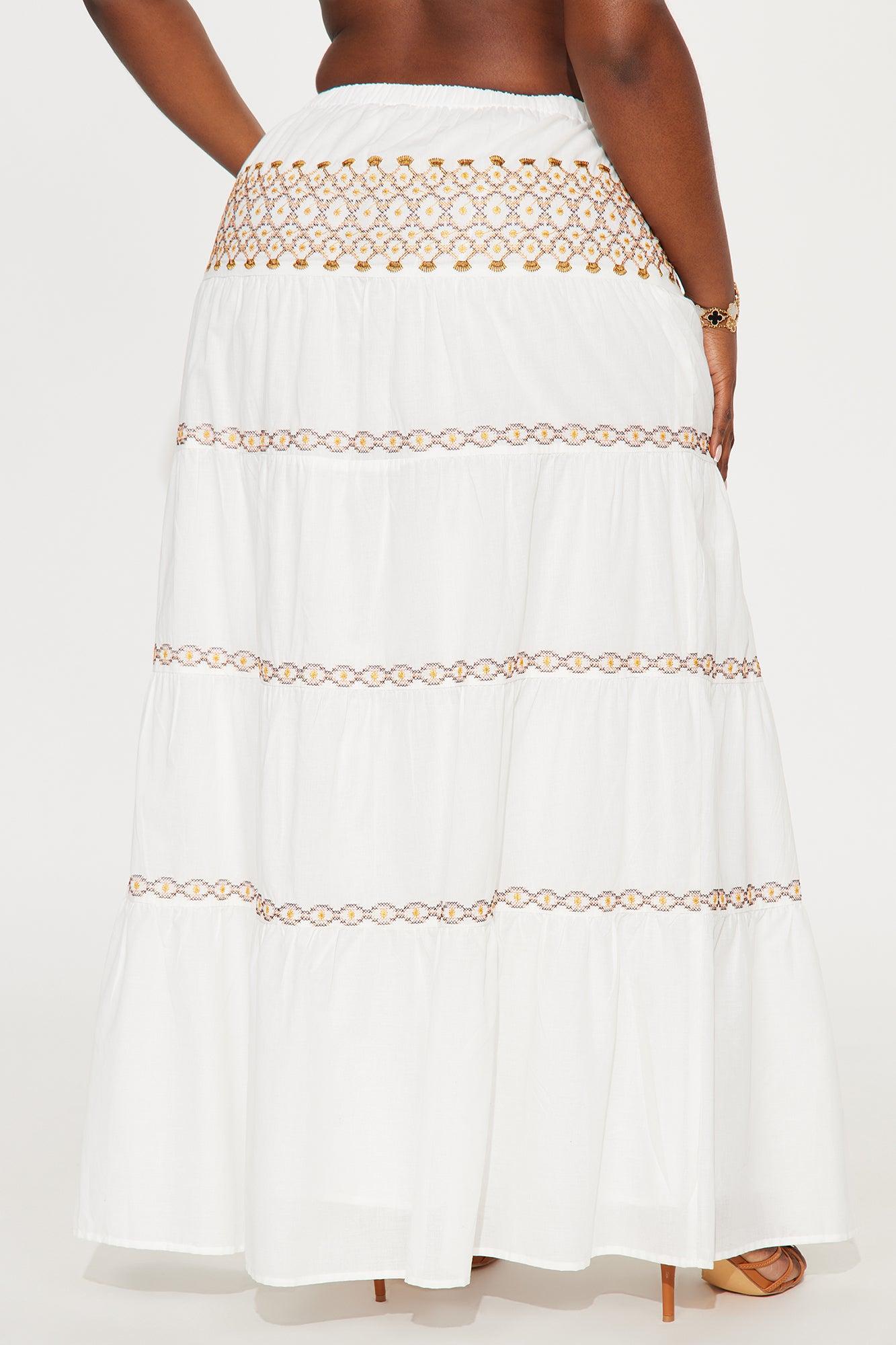 Sabrina Embroidered Tiered Maxi Skirt - White/combo Product Image