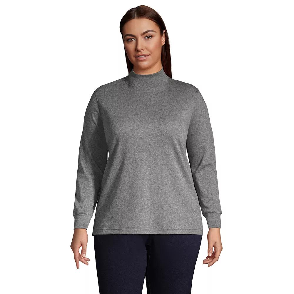 Plus Size Lands' End Supima Cotton Mockneck Top, Women's, Size: 2XL, Grey Heather Product Image