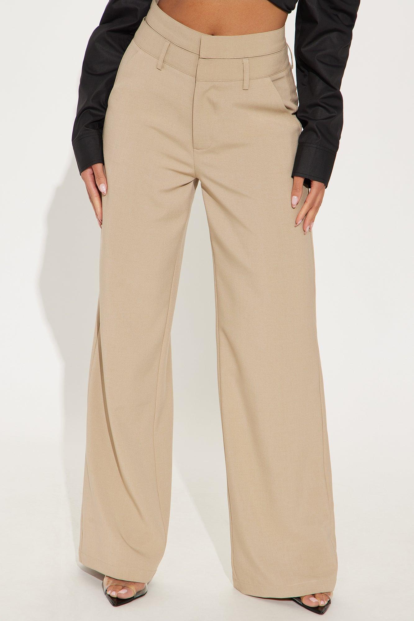 Trina Double Waistband Trouser - Khaki Product Image