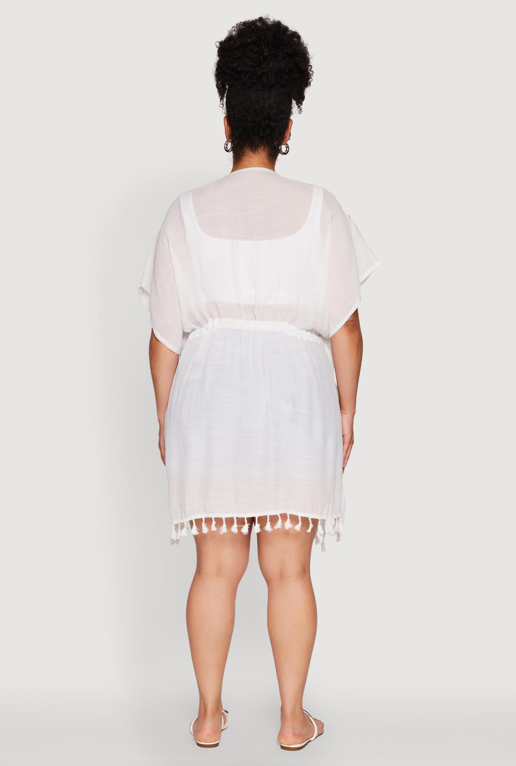 Elegant Crochet Detail Cover Up with Tassels Female Product Image