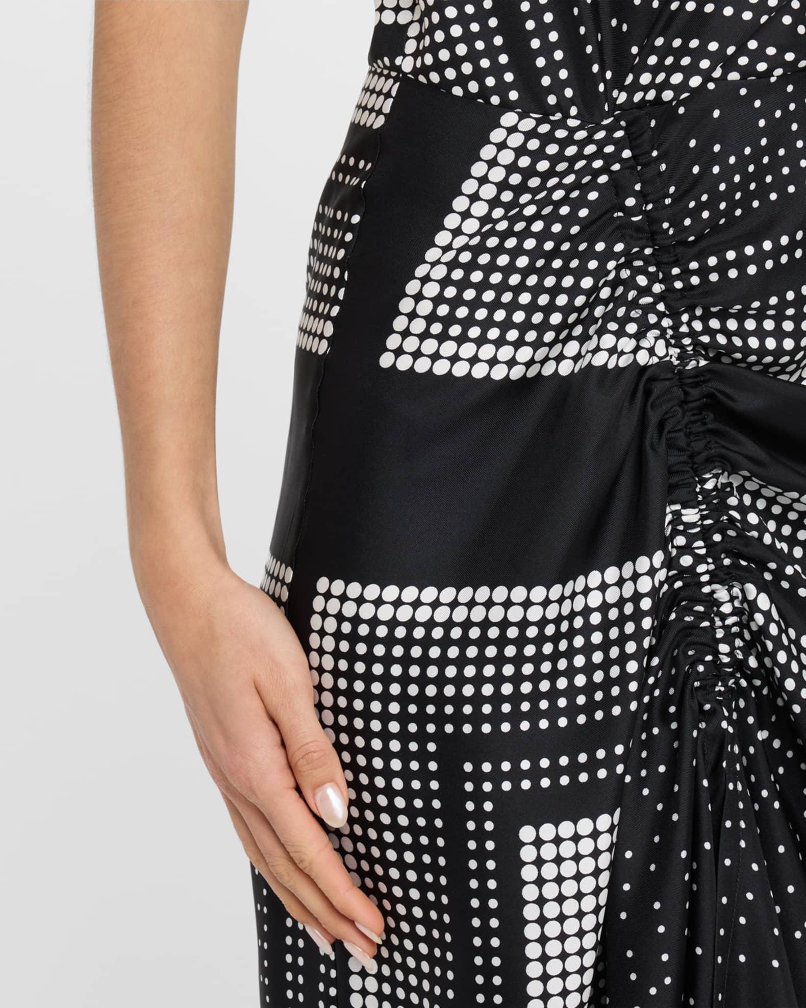 Angie Ruched Dot-Print Silk Midi Dress Product Image