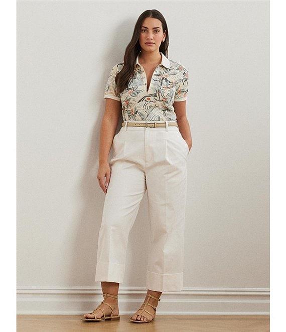 Lauren Ralph Lauren Plus Size Stretch Pique Printed Polo Shirt Product Image