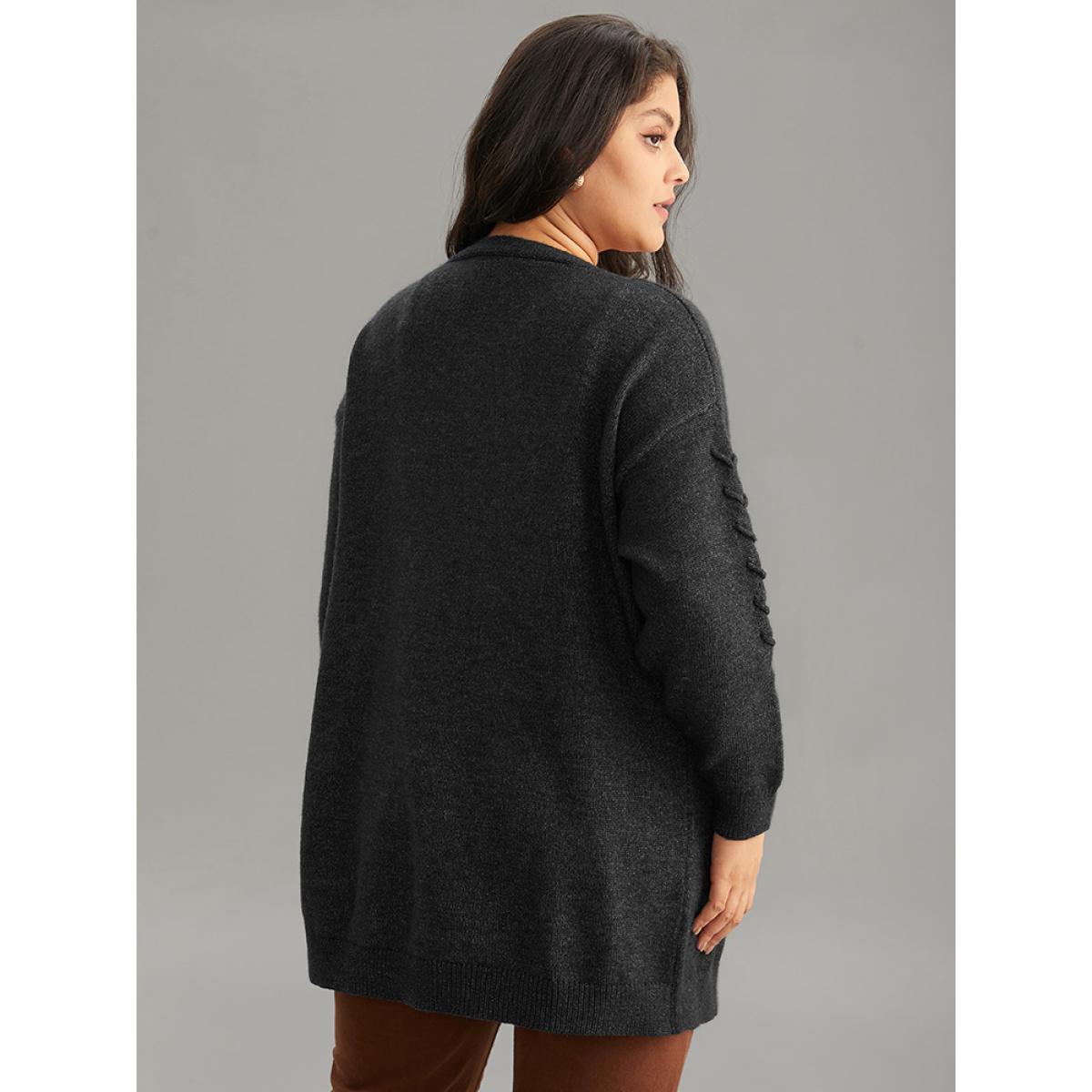 Plus Size Supersoft Essentials Textured Heather Pocket Cardigan Black Women Casual Loose Long Sleeve Everyday Cardigans BloomChic 12/L Product Image