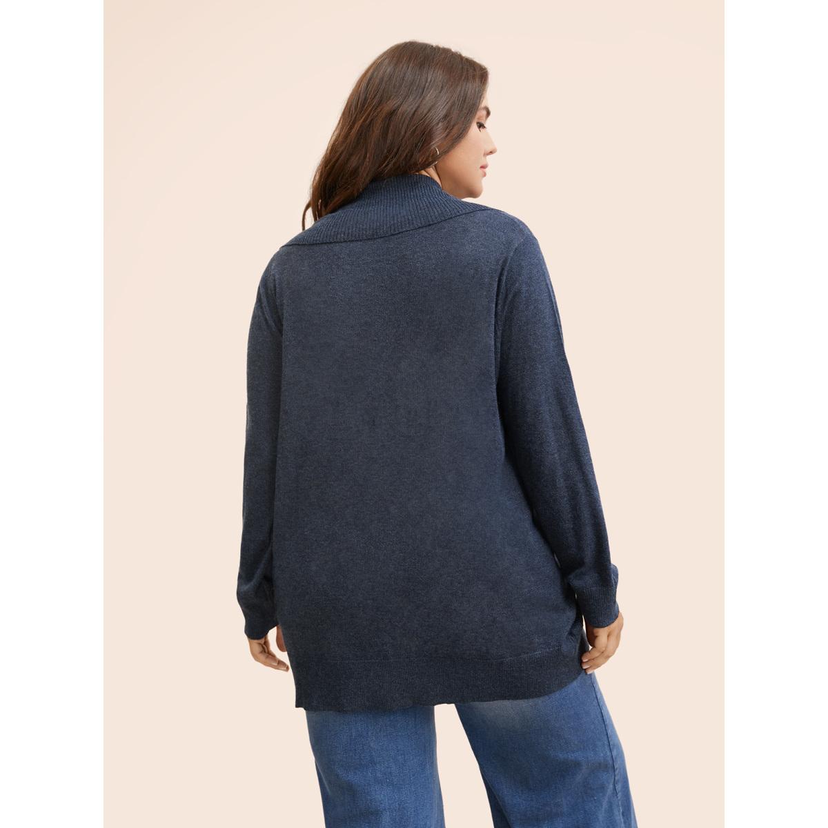 Plus Size Supersoft Essentials Textured Lapel Collar Cardigan Midnight Women Casual Loose Long Sleeve Everyday Cardigans BloomChic 10/M Product Image