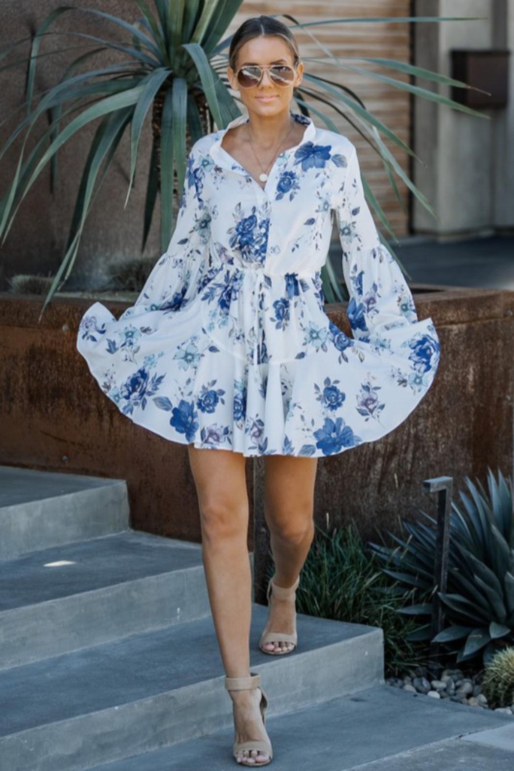 Balloon Sleeve Floral Dress Product Image