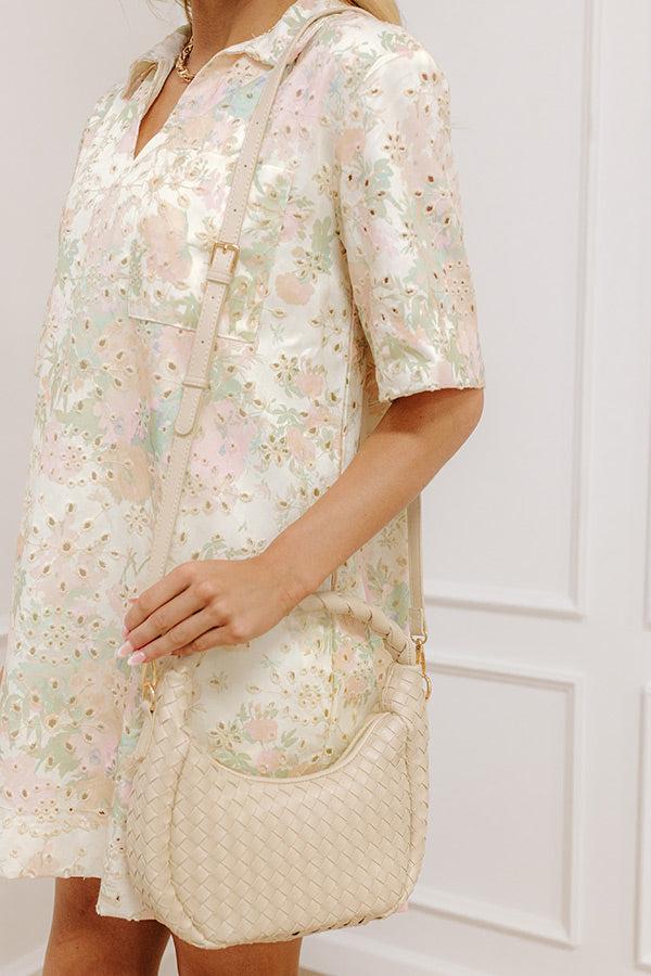 Laken Faux Leather Woven Crossbody in Cream Product Image