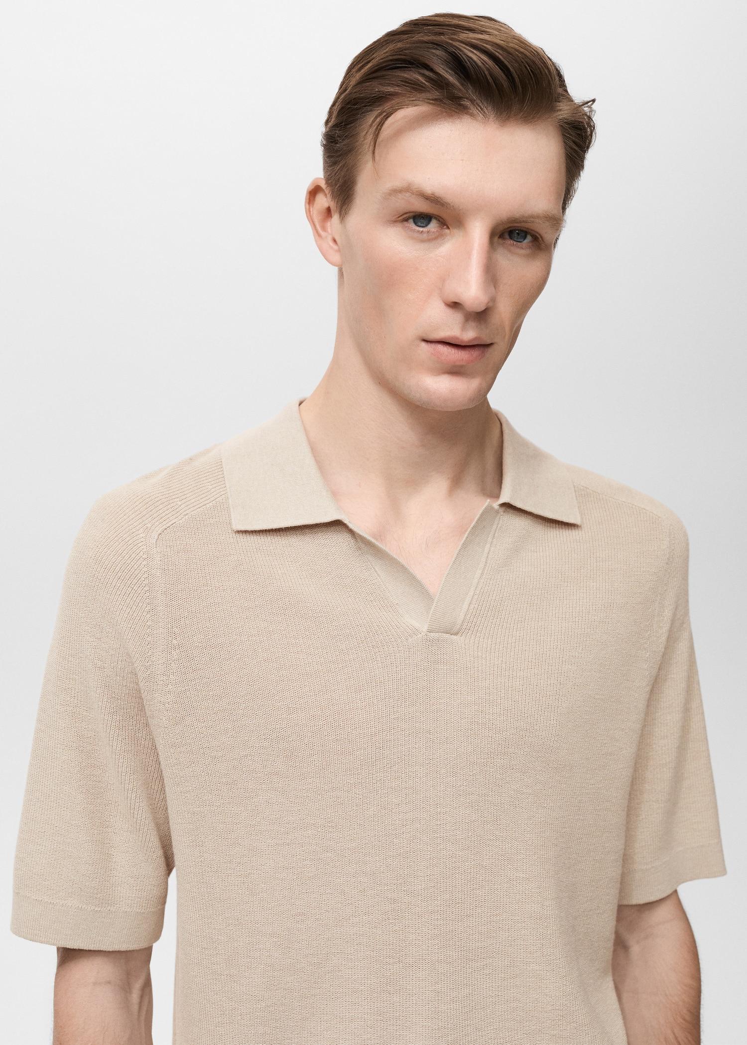 Structured knitted polo shirt - Men | MANGO USA Product Image