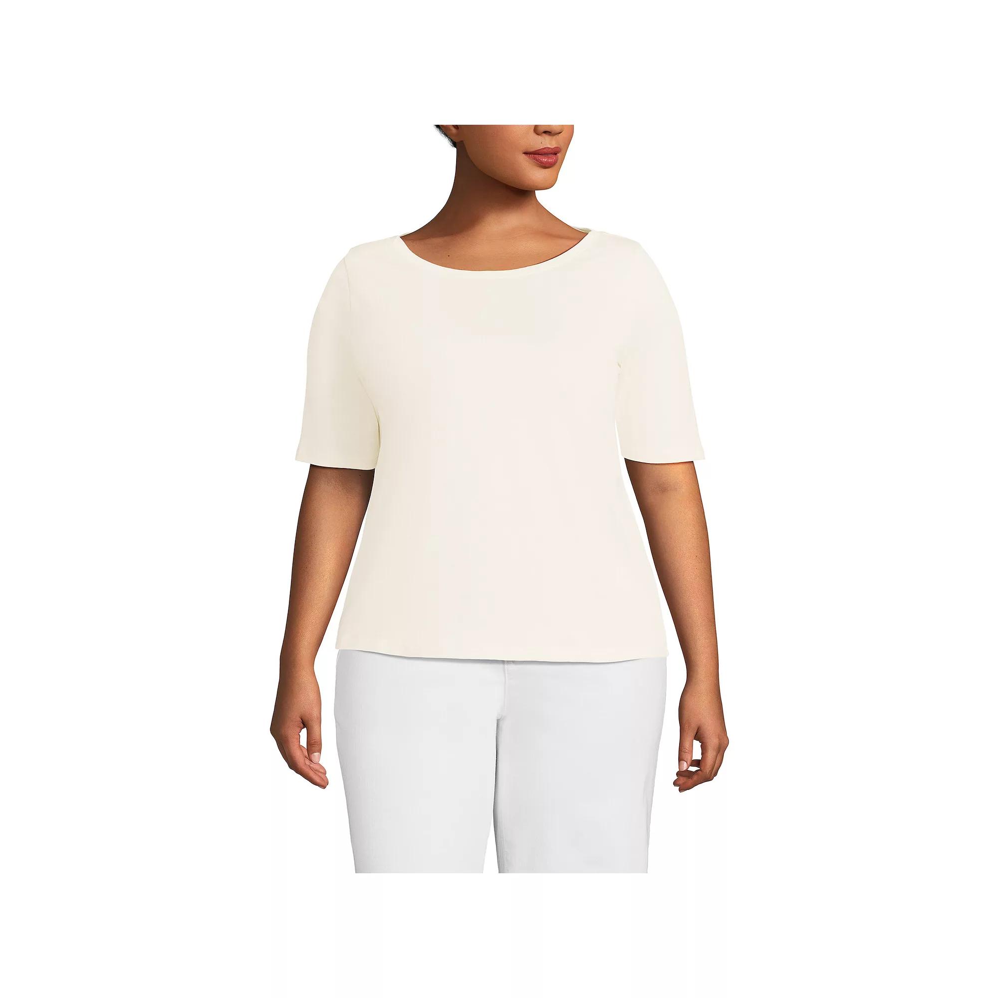 Plus Size Lands' End Supima Top, Women's, Size: 1XL, Fresh Ivory Product Image