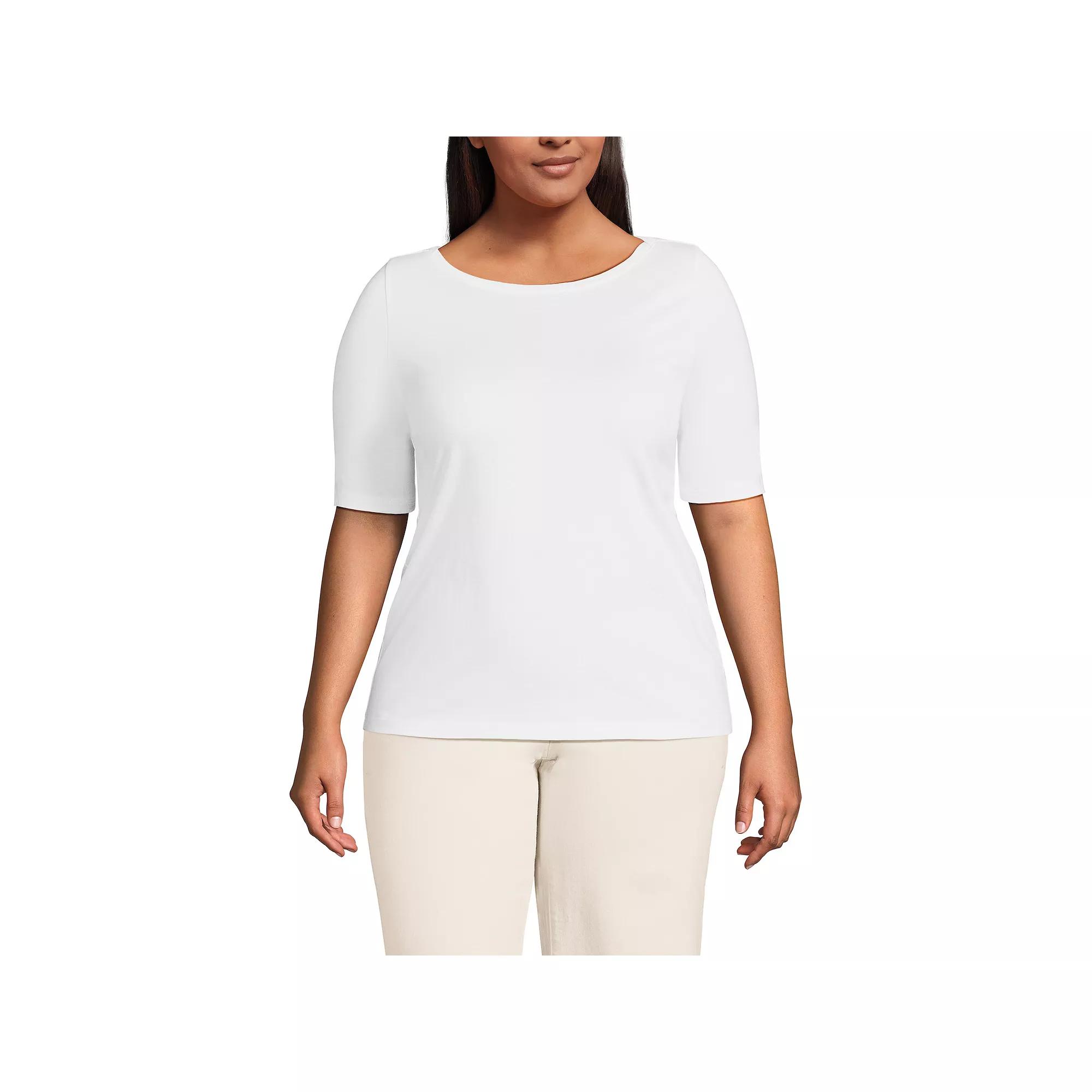 Plus Size Lands' End Supima Top, Women's, Size: 1XL, Fresh Ivory Product Image