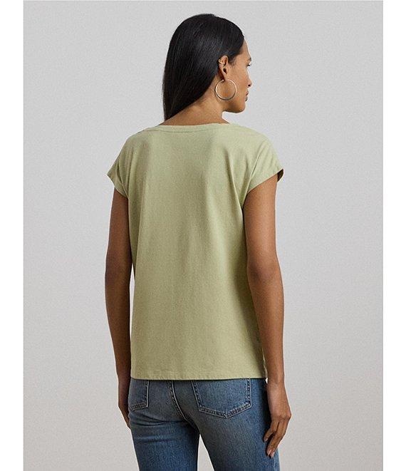 Lauren Ralph Lauren Boat Neck Short Sleeve Embroidered Tee Product Image