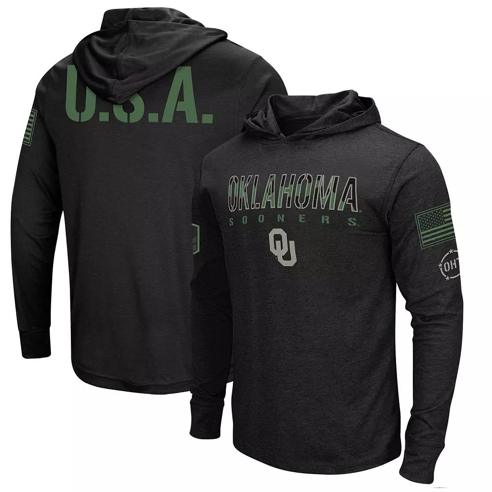 Men's Colosseum Black Oklahoma Sooners Big & Tall OHT Military Appreciation Tango Long Sleeve Hoodie T-Shirt,  Product Image