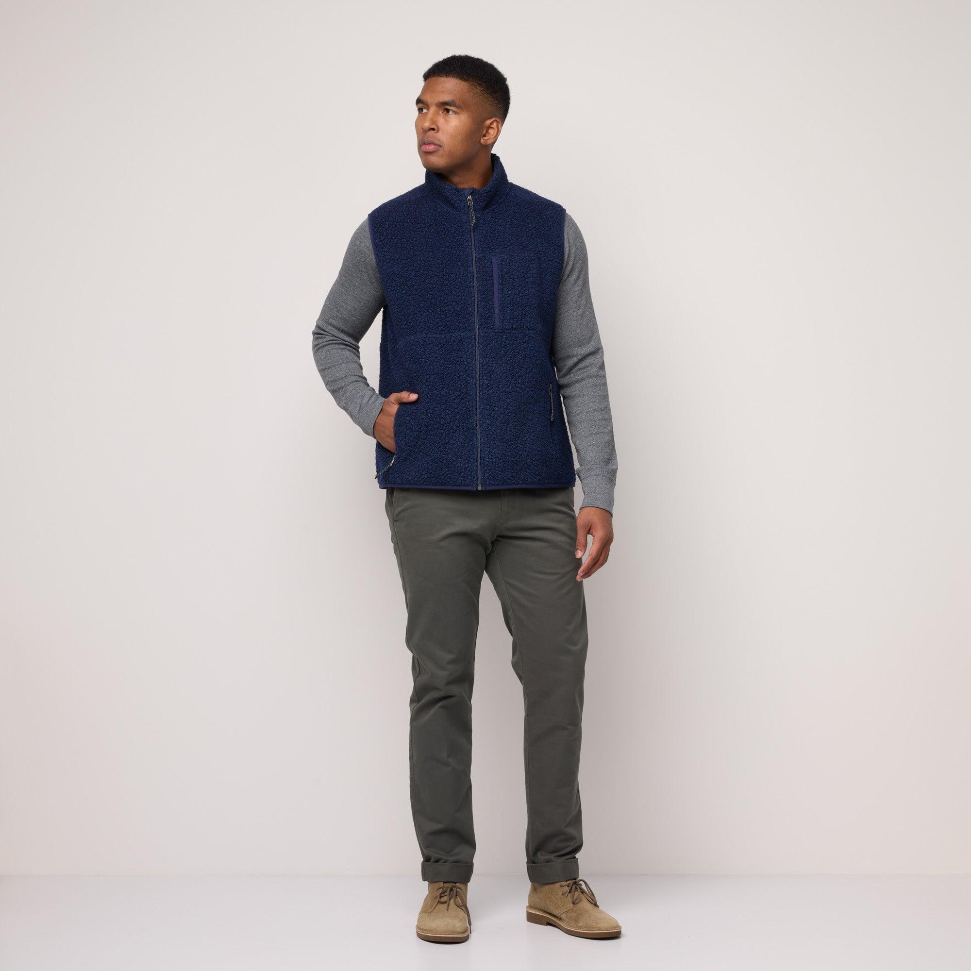 Merino Wool Full-Zip Fleece Vest | Navy Heather Product Image