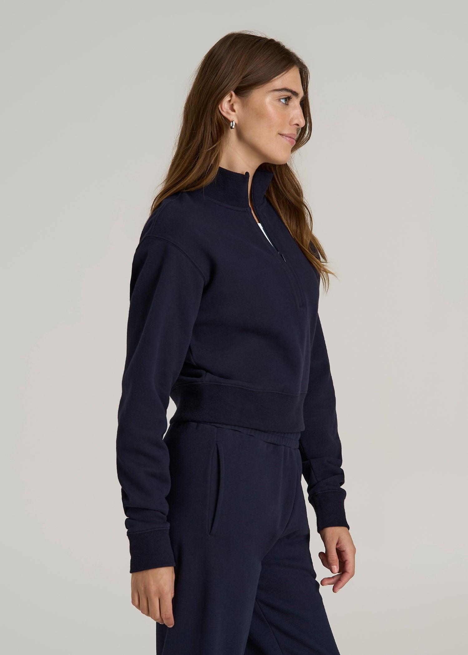Wearever 2.0 Fleece Half-Zip Cropped Sweatshirt for Tall Women in Evening Blue Female Product Image