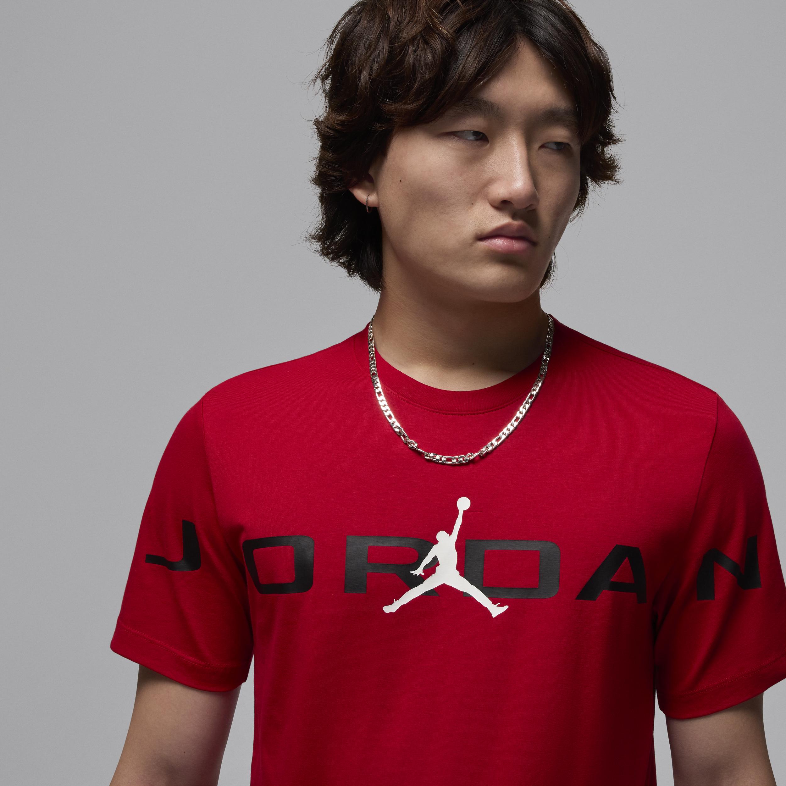 Jordan Mens Jordan Air Stretch Short Sleeve Crew - Mens Red/Black/White Product Image