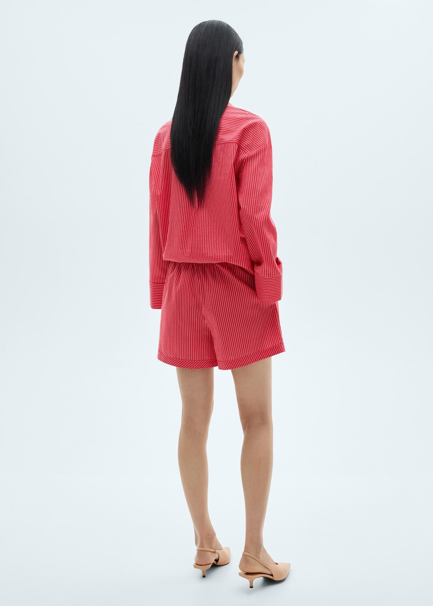 Striped cotton blend shorts - Women | MANGO USA Product Image